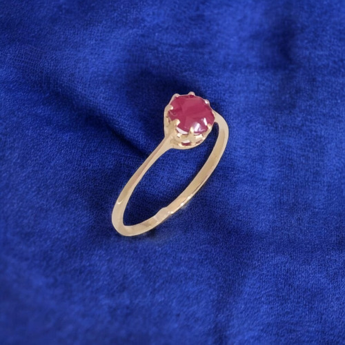 Anel Solitário Rubi Coroa Ouro 18k 750