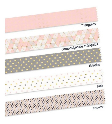 Fita Adesiva Decorada Washi Tape Geometric 5m X 15mm - 5 Uni Geométrico