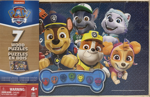7 Puzzles Rompecabezas De Paw Patrol - Madera