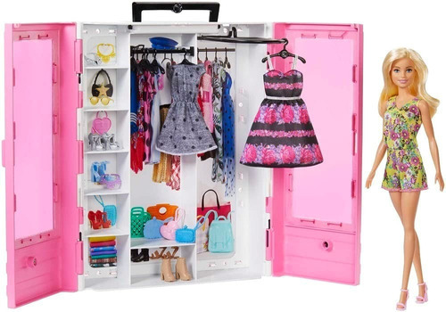 Boneca Barbie E Closet Armário De Luxo Com Acessórios