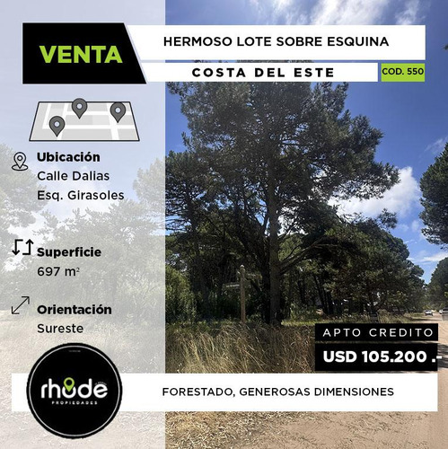 Amplio Terreno Sobre Esquina En Costa Del Este - Calle Dalias Esq. Girasoles