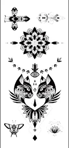 Tafly Tatuaje Temporal De Gato Geométrico, Patrón Geométrico