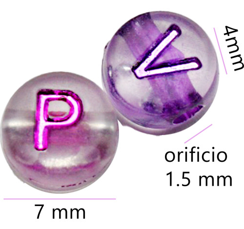 Letras Para Pulsera Bisutería Abecedario 250g Collares 1900p Metálico 1900pz 7 Mm 4 Mm