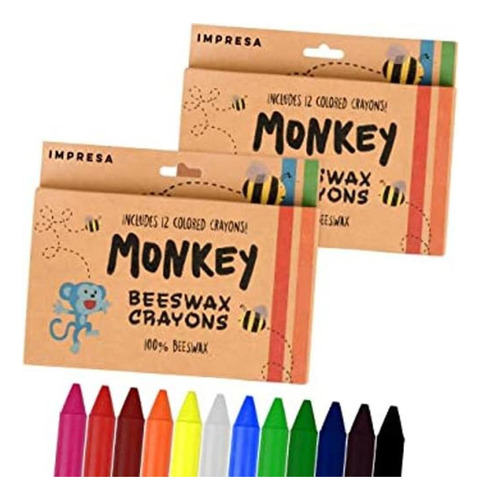 Paquete De 2 Crayones De Cera De Abeja Natural Para Niños