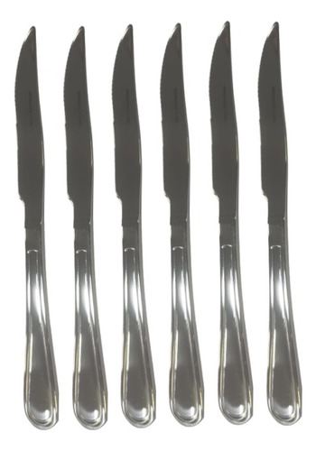 Pack X6 Cuchillos Mesa Asado Carol Acero Inoxidable Color Plateado