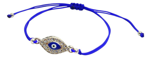Pulsera Ojo Turco Acero Strass Hilo Chino Nudo Regulable Blanco 0 Mm