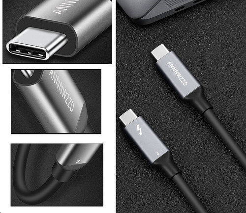 Cabo Thunderbolt 3 Usb C 40 Gbps 100w 5k60hz 80cm