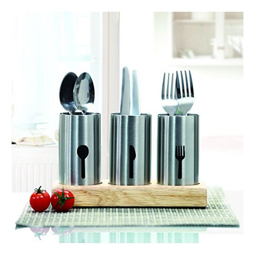 Soporte De Cuchara Caddy Para Cubiertos Y Cubiertos De Acero