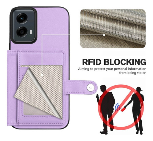 Compatible Funda Rfid Con Bolsa De Tarjetas For Motorola Edge 50 Pro P