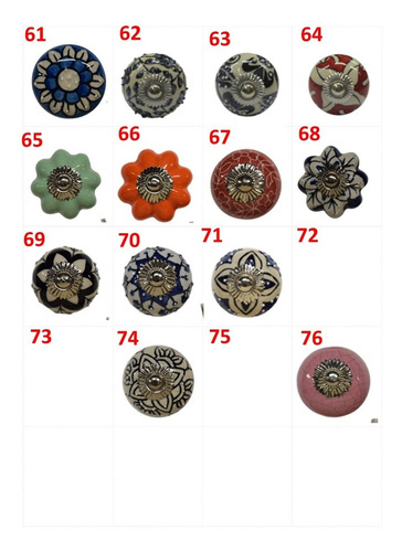 Imagen 6 de 7 de Pack X8 Tiradores De Cerámica Manija Cajones Muebles Perilla