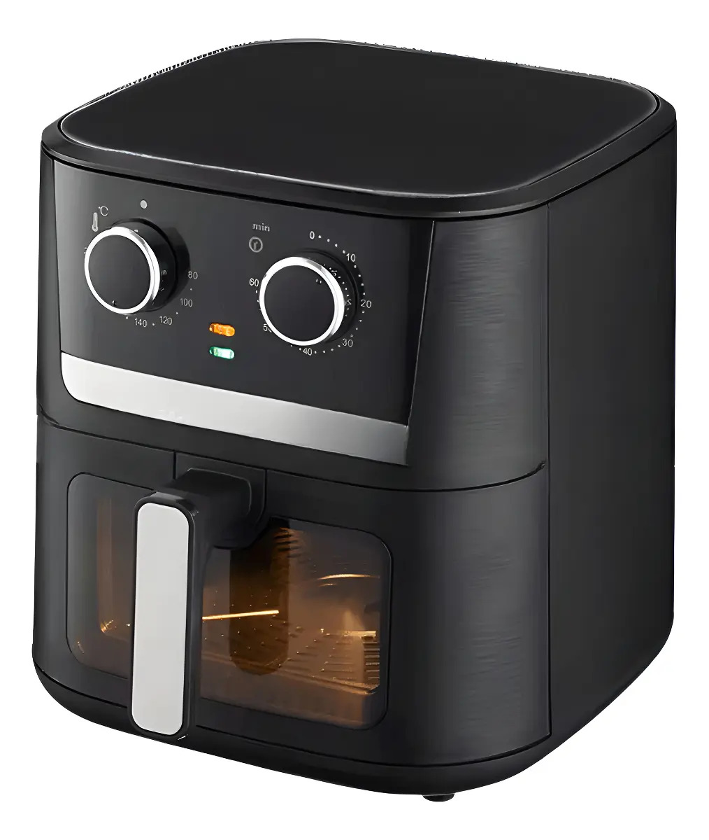 Freidora de Aire Dinax de 8 Litros Manual con Ventana, en Negro