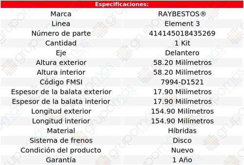 Balatas Híbridas Delanteras E3 Cr-v L4 2.4l Honda 12/16