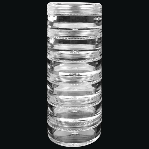 Tarros De Plástico Apilables Redondos Vacíos 3 Columnas 18pz Cristalino