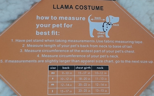 Disfraz De Llama Para Perro Talla Xchica