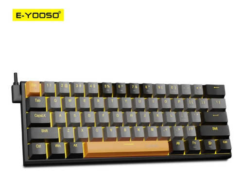 Teclado gamer E-Yooso Z11 QWERTY color gris y blanco con luz amarillo