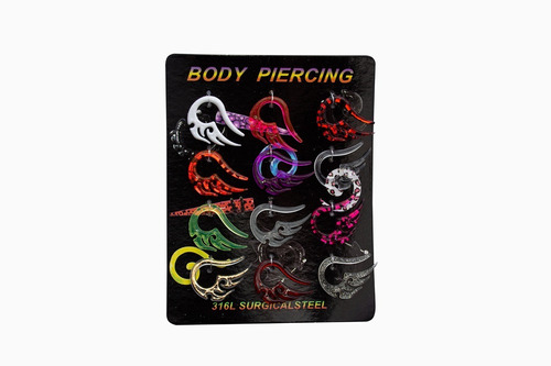 48x Piercings Acrilico Modelo Alas Colores 4mm X 3,2cms