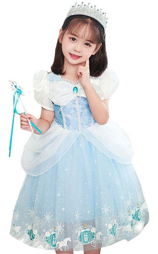 Disfraz Talla 8-9t Para Niñas Vestido De Princesa Elsa