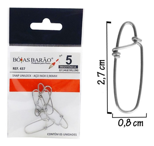 Snap Unilock 5 Boias Barao 227,34lb 103,12kg C/05und Cod 437