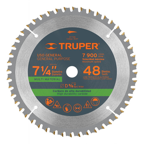 Sierra Circular 48 Dientes 7-1/4, Truper