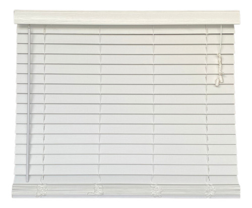 Persiana Horizontal PVC 50mm Branca 160 (L) X 140 (A) cm C/ Bandô Madeira Luxo 1,60 (L) x 1,40 (A)