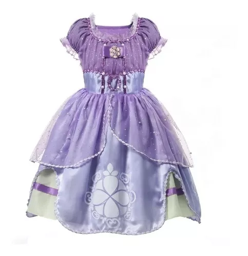 Vestido Princesa Sofia Fantasia Luxo Infantil +tiara E Luva