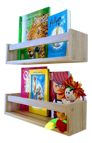 Prateleira Porta Livros E Brinquedos Nicho Mdf 2un 55 Cm