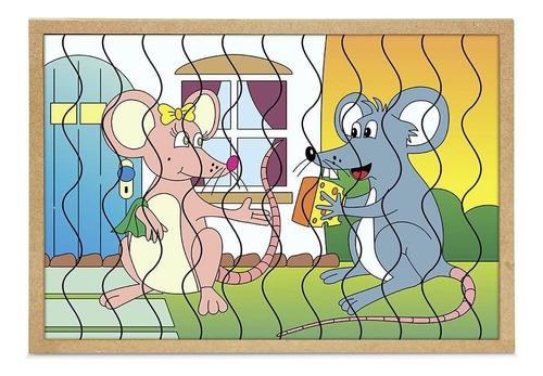 Quebra-cabeça Casal Ratos 12 Peças 1287 - Carlu Brinquedos