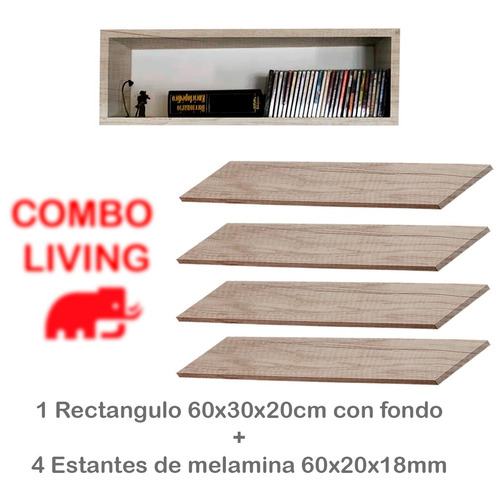 Combo Estante Flotante Repisa Livingtv Decoración Rectangulo