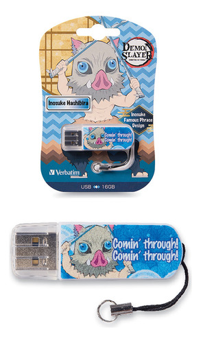 Memoria Usb 16 Gb Verbatim Demon Slayer 2.0 Color Azul Claro Inosuke