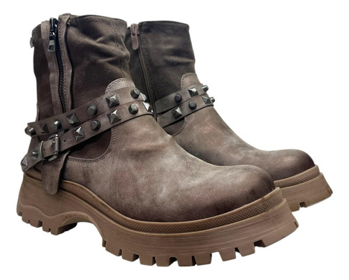 Botas Borcegos Jose Anca&co Plataforma Tachas Piel Mujer