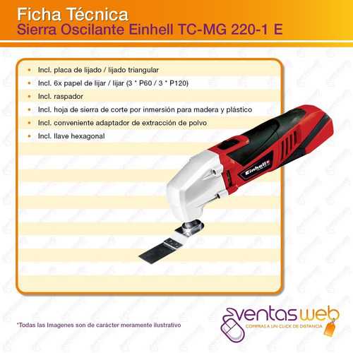 Imagen 6 de 7 de Sierra Oscilante Multicortadora 220w Einhell + Accesorios