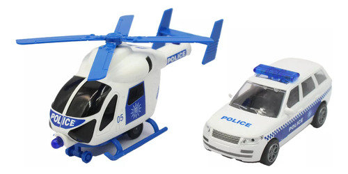 Grua Policia Helicoptero Carrito Friccion Luz Sonido Juguete Color Multicolor