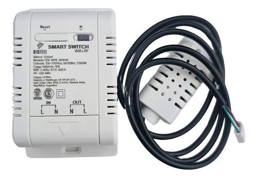 Interruptor Smart Wifi + Rf Con Sonda Temperatura Y Humedad Blanco