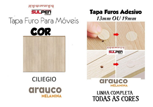 Kit 3 Cartelas Tapa Furo 13mm - Ciliegio Arauco 