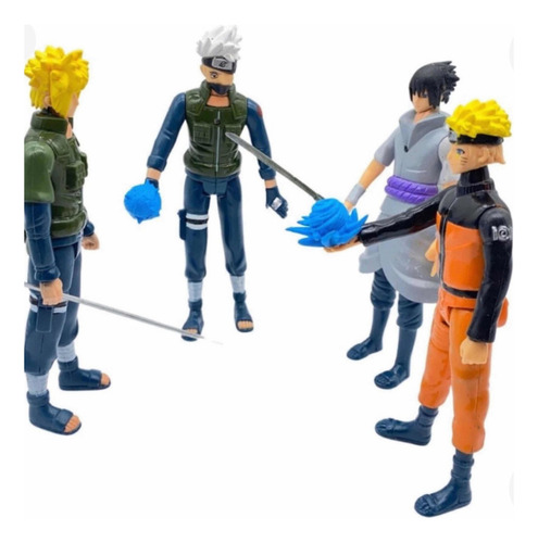 Kit 4 Bonecos Led Naruto Uzumaki Articulados Sasuke Kakashi