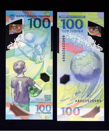Billetes Rusos 100 Y 200 Rublos Del Mundial Nuevos Unc Ls