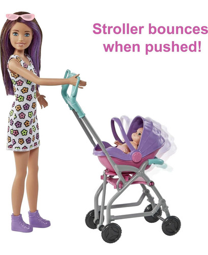 Barbie Skipper Niñera Con Coche Y Bebe Mattel Original