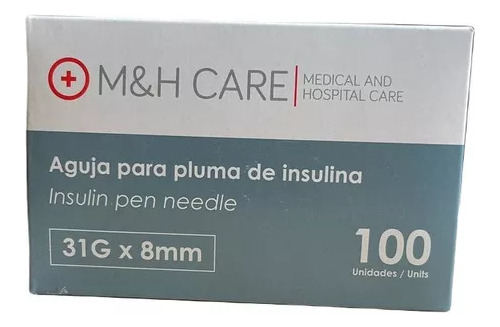 Aguja Para Plumas De Insulina M&h Care 100 Unds 31g X 8mm