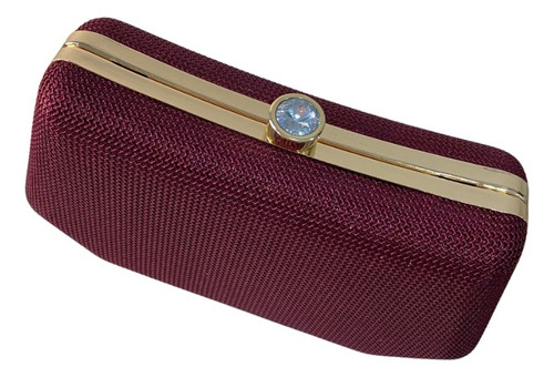 Clutch Luxo Corrente Bolsa Pedraria Casamento Festa Eventos Bordô Texturizada Níquel Dourado