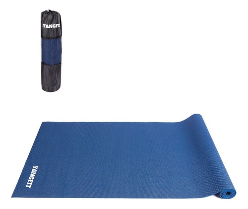 Tapete Yoga Mat Pilates Colchonete 4mm Com Bolsa Yangfit Cor Azul-escuro