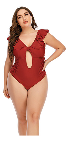 Traje De Baño Liso Casual De Talla Grande For Mujer Bikini