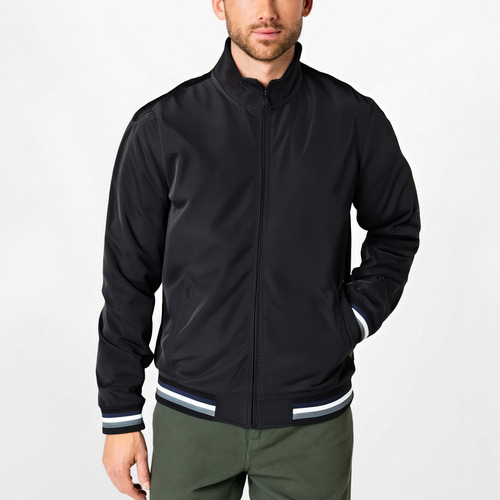Chaqueta De Bomber Casual Para Hombre Con Cuello De Pie