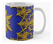 Comprar Taza Mandala Flor Dorada En Azul Mandala Azul - Los Mandalas