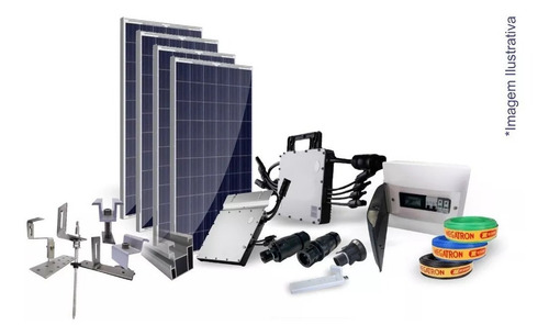 Kit Completo Usina Solar Com 4 Painel Fotovoltaico 1,320 Kwp