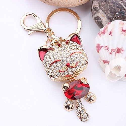 Imagen 2 de 5 de Lindo Gatito Gato Bling Cristales Rhinestone Llavero Llavero