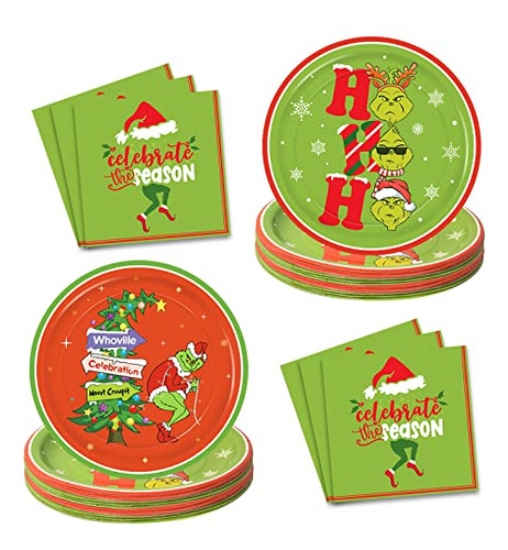 Christmas Party Plates And Napkins Table Decorations - ...