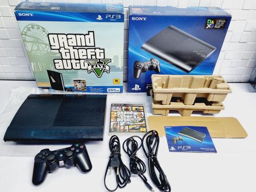 263- Console Ps3 Playstation 3 Super Slim Gta V Preto (Usado)