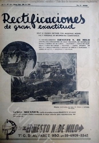 Muy Antigua Publicidad Clipping Rectificadora Motor Año 1946
