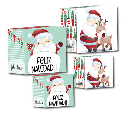 Kit Imprimible Cajas Cuadradas Navidad 4 Listo Para Imprimir