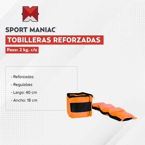 Imagen 3 de 4 de Tobilleras 2 Kg Regulables Sport Maniac